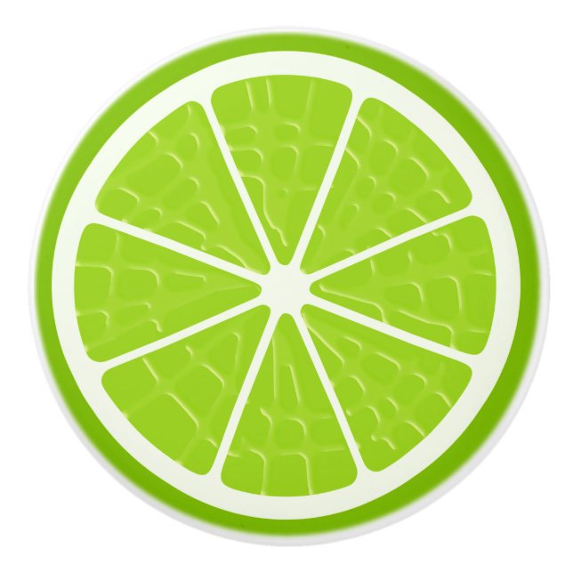 Lime Stylised Fruit Slice Ceramic Knob (Front)