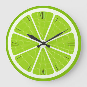 Lime Stylised Fruit Slice Large Clock