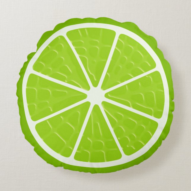 Lime Stylised Fruit Slice Round Cushion (Front)