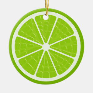 Lime Stylized Fruit Slice Ceramic Ornament