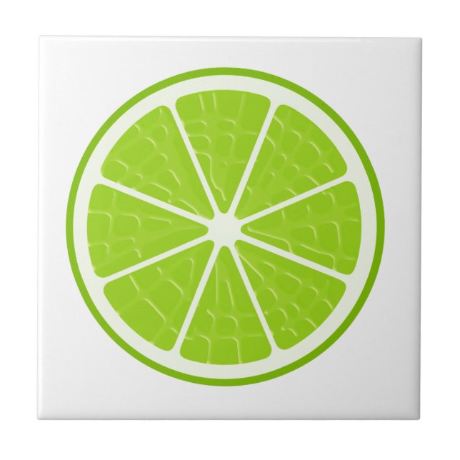 Lime Stylized Fruit Slice Ceramic Tile (Front)