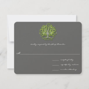 Lime Swirl Tree Roots of Love Wedding Invitation