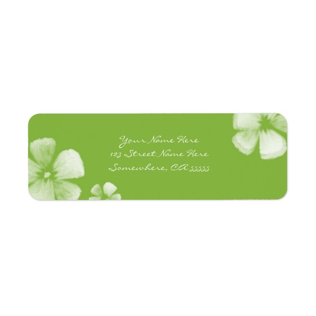 Lime Tropical Watercolor Flowers Address Labels (Front)
