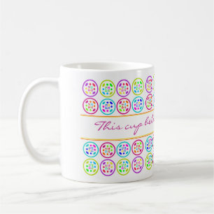 lime, turquoise, lilac and rose circle patterns coffee mug