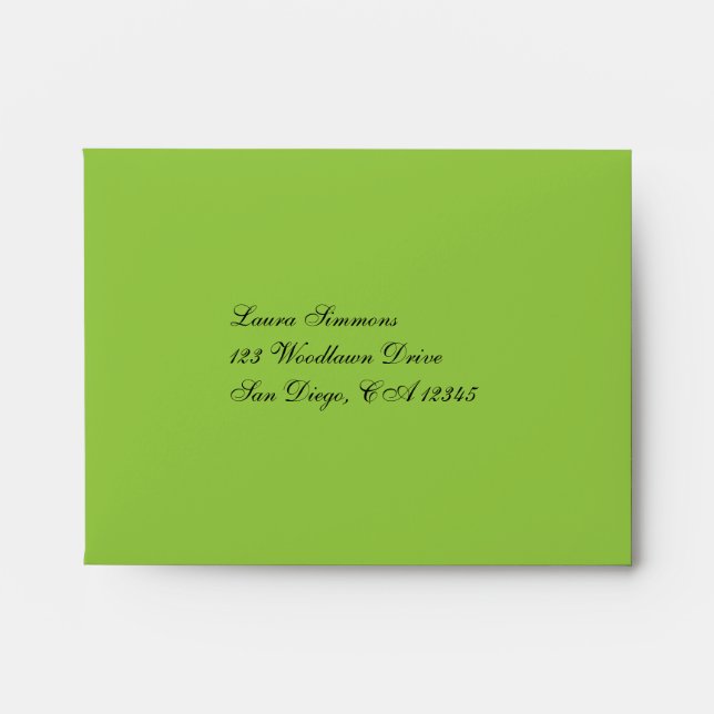 Lime, White, Black Damask Envelope for RSVP's (Front)