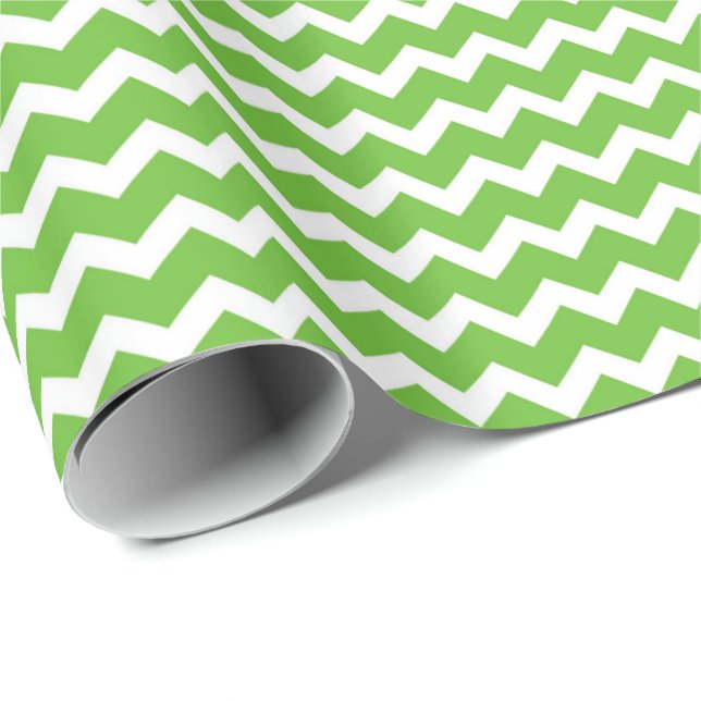 Lime White Chevron Pattern Wrapping Paper (Roll Corner)