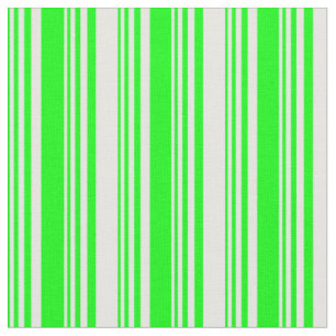 Lime & White Lines/Stripes Pattern Fabric
