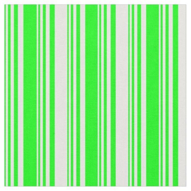 Lime & White Lines/Stripes Pattern Fabric (Close Up)