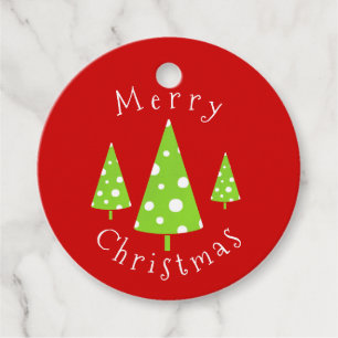 Lime White Polka Dots Christmas Trees Gift Tags