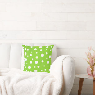 Lime White Polka Dots Cushion