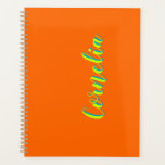 Lime Yellow 3D Spring Green Name | Funny Orange  Planner<br><div class="desc">Modern Neon Sunset Orange iPhone 16 Case ( Lime Yellow and Spring Green Shadow 3D Text Name) Add your first name,  last name,  initial letters. Personalise for your custom use. Click on the "Customise It" button to change te background colour,  font styles and font colour.</div>