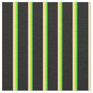 Lime, Yellow, Beige, and Black Pattern of Stripes Fabric