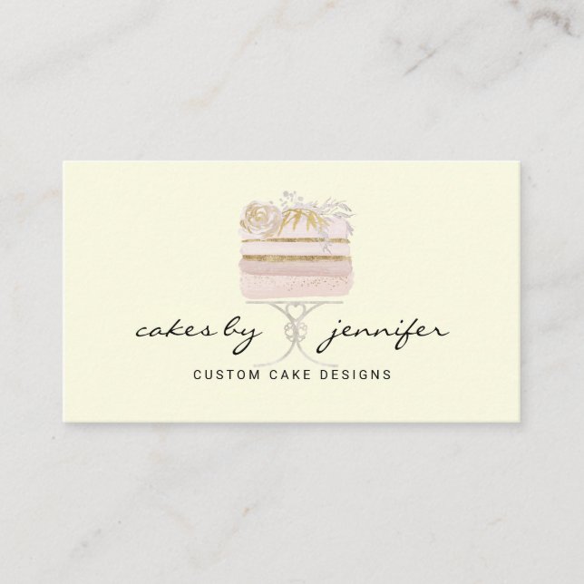Lime Yellow home wedding cake wholesale bakery Business Card (Front)
