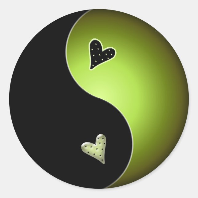 lime yin yang classic round sticker (Front)