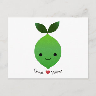 Lime Yours Cute Kawaii Lime Holiday Postcard