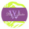 Lime zebra/monogram stickers