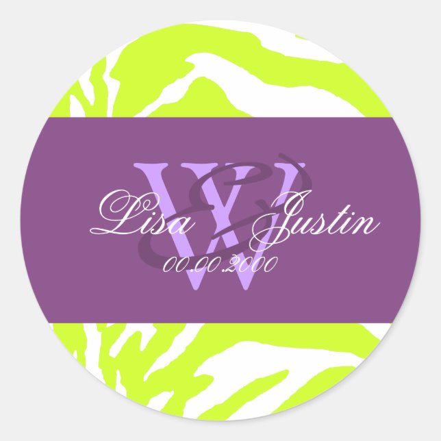 Lime zebra/monogram stickers (Front)