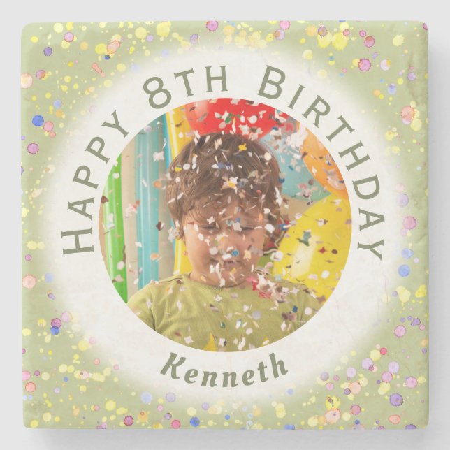 Limecream Personalised Kids' Birthday Custom Photo Stone Coaster (Front)