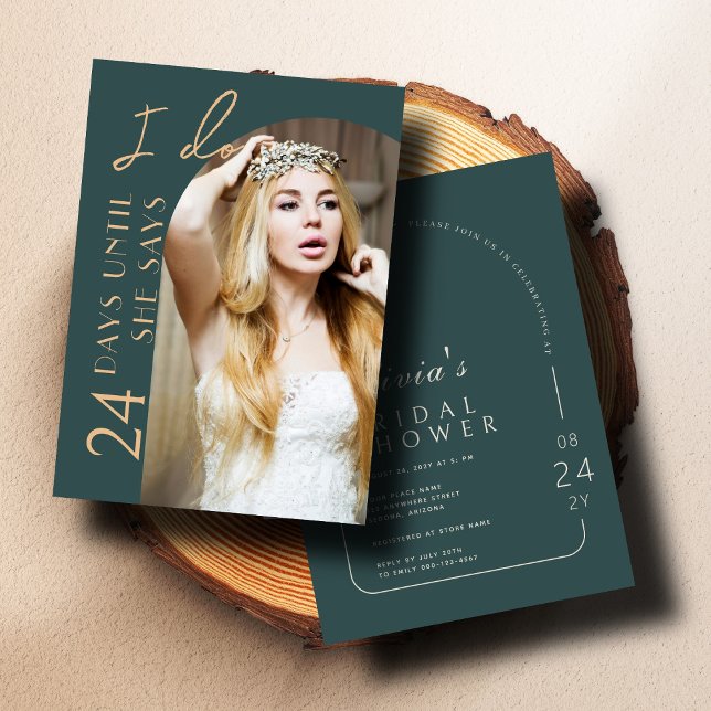 Limed Spruce Modern Arch Photo Bridal Shower Invitation (Creator Uploaded)