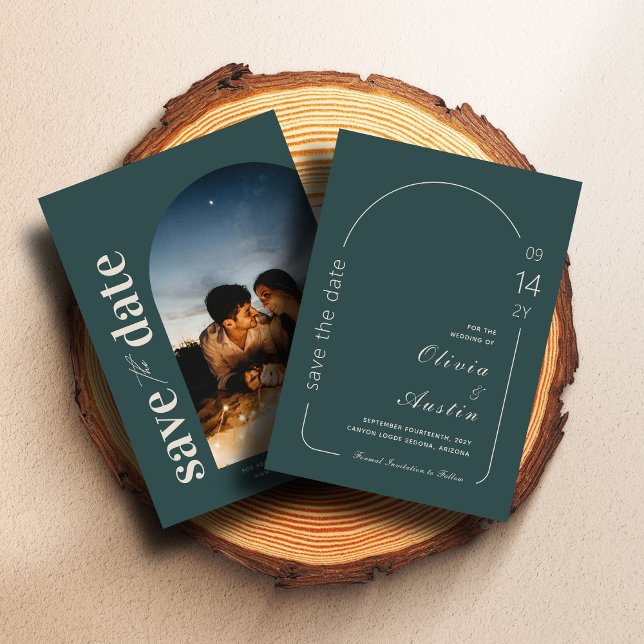 Limed Spruce Modern Arch Photo Save the Date Invitation (Creator Uploaded)