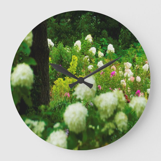 Limelight Hydrangeas in My Rubio Garden Large Clock (Front)