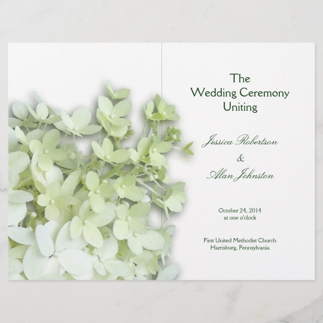 Limelight White Folded Wedding Program Template (Front)