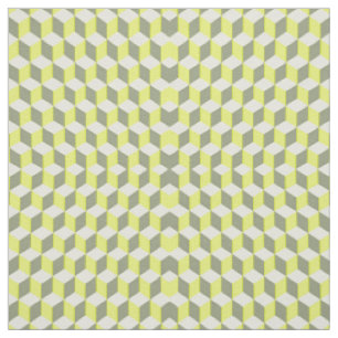 Limelight Yellow And Grey Isometric Cube Patterns Fabric