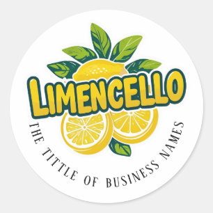 Limencello Black & White Modern Text Classic Round Sticker