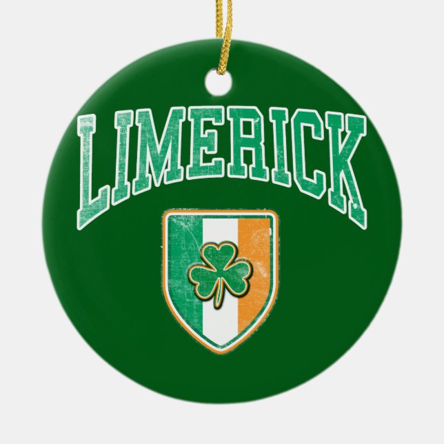 LIMERICK Ireland Ceramic Tree Decoration (Front)
