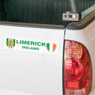 Limerick Ireland Crest and Irish Flag Bumper Sticker