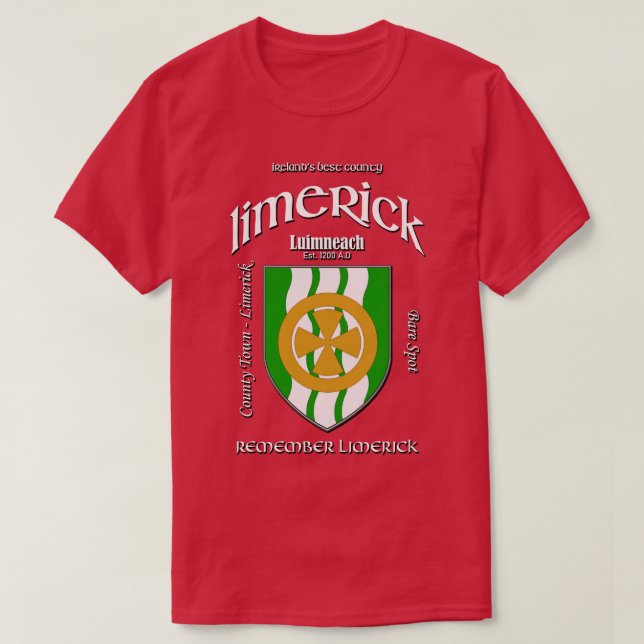 Limerick Ireland Irish Crest Coat of Arms T-Shirt (Design Front)