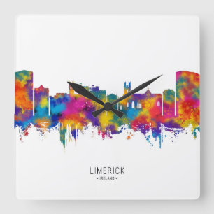 Limerick Ireland Skyline Square Wall Clock