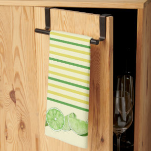 Limes and Yellow & Green Stripes Tea Towel