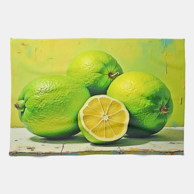 Limes' Bright Summer Pop Design Tea Towel (Horizontal)