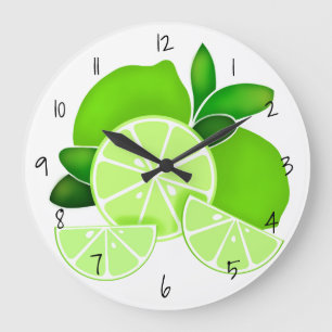 Limes  lime slices   sunny citrus fruit   large clock