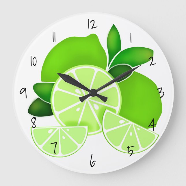 Limes| lime slices | sunny citrus fruit   large clock (Front)