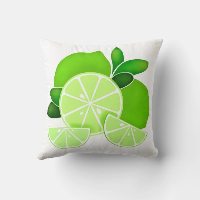 Limes | lime slices | sunny citrus pattern    cushion (Back)