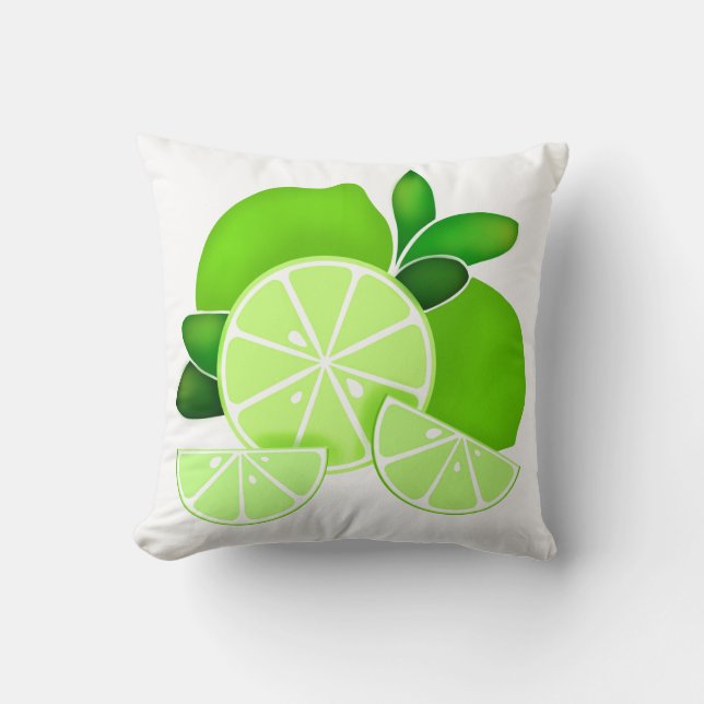 Limes | lime slices | sunny citrus pattern    cushion (Front)