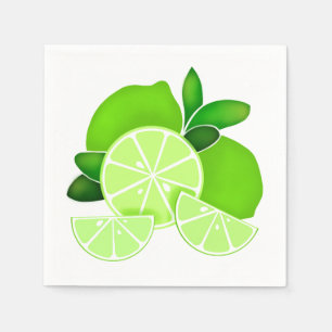 Limes   lime slices   sunny citrus pattern    napkin