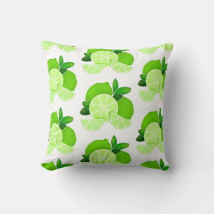 Limes sunny citrus pattern lime slices cushion