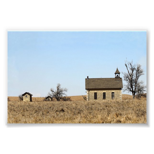 Limestone Bichet One-Room Schoolhouse, Kansas Photo Print (Front)