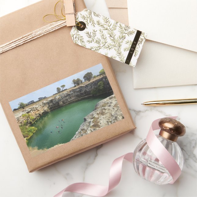 Limestone Cliffs and Emerald Waters  Rectangular Sticker (Gifting)