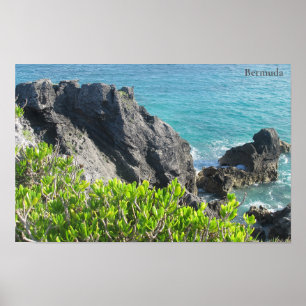 Limestone Cliffs at Horseshoe Bay, Bermuda Poster