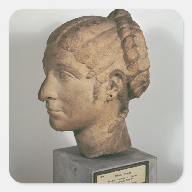 Limestone head of a Woman Square Sticker (Front)