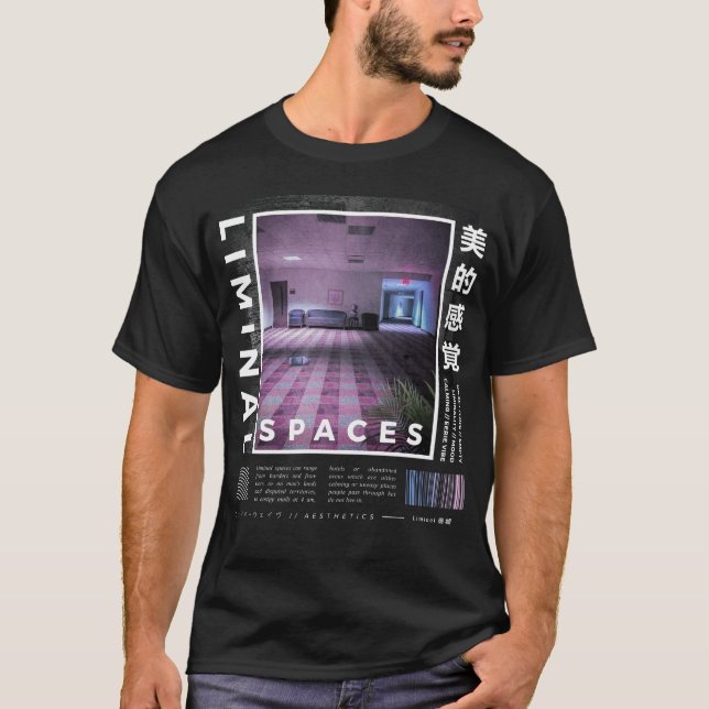 Liminal Spaces Retro 80s & 90s Aesthetic Vaporwave T-Shirt (Front)
