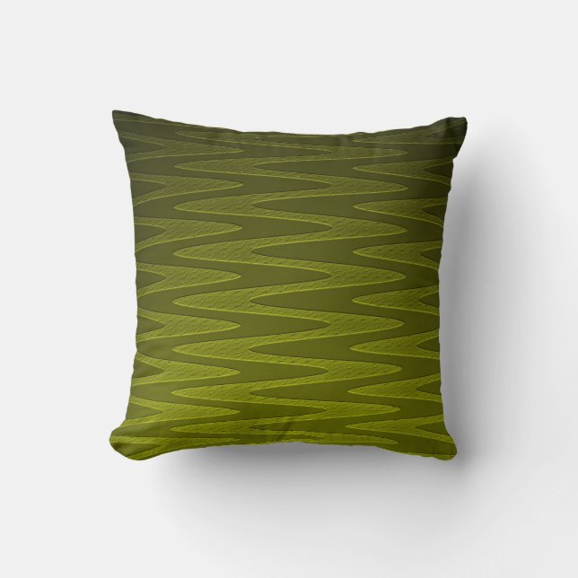 Liminous Olive Green Zigzag Pattern Cushion (Front)