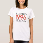 Limited Edition 1996 Personalized 30th Birthday T-Shirt<br><div class="desc">Limited Edition 1996 30th Birthday Custom Year</div>