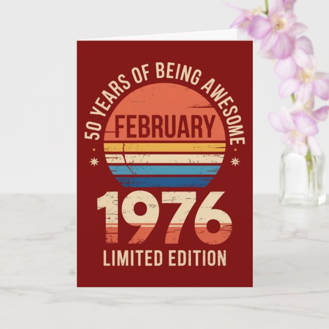 Limited Edition 50 Years Awesome 1976 Card (Orchid)