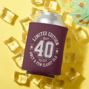 Limited Edition Awesome 40th Birthday Maroon Can Cooler
