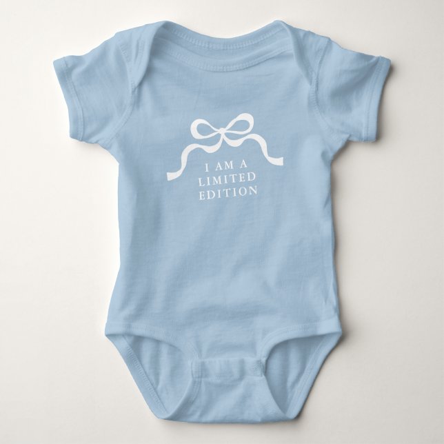 Limited Edition Baby Blue Retro Modern Boy Bows  Baby Bodysuit (Front)